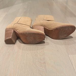 Rag and Bone Tan linen chunky heeled zip up booty